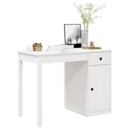 Berkfield Home Desk White 100x50x75 cm Solid Wood Pine - Size: 100 x 50 x 75 cm - thumbnail 4