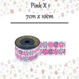 VFM e-Store Christmas Ribbon Garland 7cm x 10cm Pink X 1 - Size: 7 cm x 10 cm - thumbnail 2