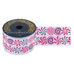 VFM e-Store Christmas Ribbon Garland 7cm x 10cm Pink X 1 - Size: 7 cm x 10 cm