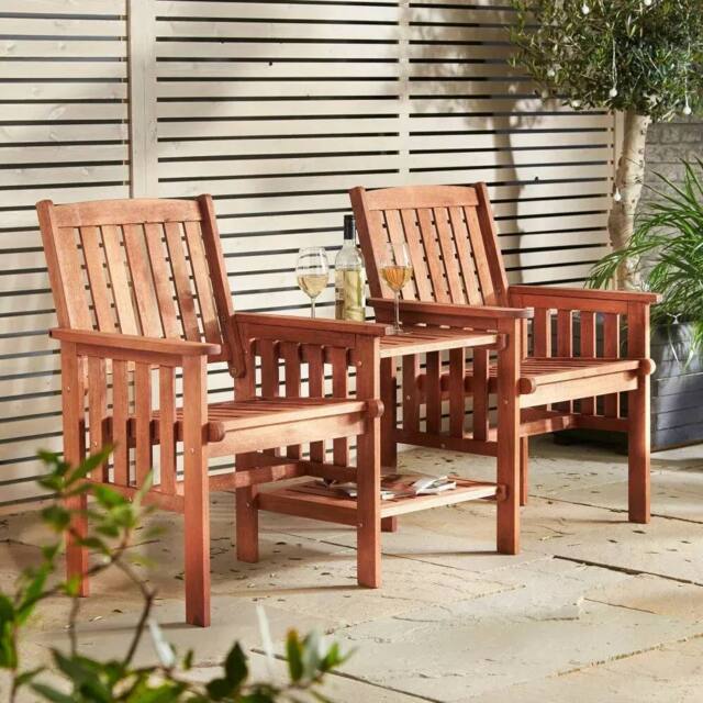 Marco Paul Traditional Jack & Jill Bench with square Table in Brown - image 1