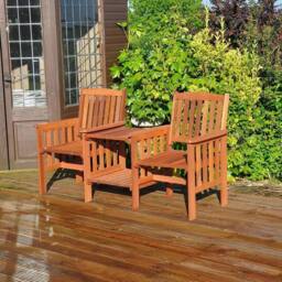 Marco Paul Traditional Jack & Jill Bench with square Table in Brown - thumbnail 3