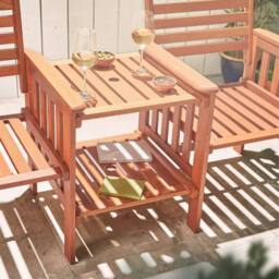 Marco Paul Traditional Jack & Jill Bench with square Table in Brown - thumbnail 5