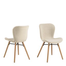 Furniture To Go Batilda Dining Chairs with Cream Fabric & Oak Set of 2 in Brown - thumbnail 1