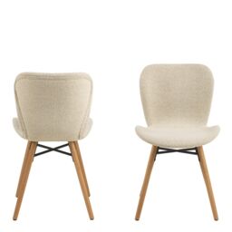 Furniture To Go Batilda Dining Chairs with Cream Fabric & Oak Set of 2 in Brown - thumbnail 2