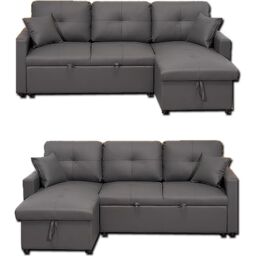 SquareBoxx Bayside 3 Seater Pull-Out Sofa Bed in Grey - thumbnail 1