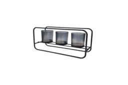 Straits Smoke Grey 3 Tealight Candle Holder 28L x 15H cm in Dark Grey - thumbnail 1