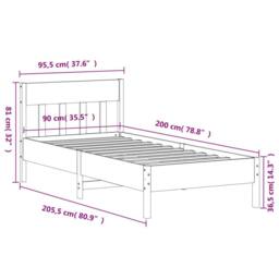 Berkfield Home Beautiful Bed Frame without Mattress Wax Brown 90x200 cm Solid Wo - thumbnail 9