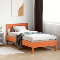 Berkfield Home Beautiful Bed Frame without Mattress Wax Brown 90x200 cm Solid Wo - thumbnail 1