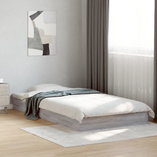 Berkfield Home Bed Frame without Mattress Grey Sonoma 100x200 cm Engineered Wood - image 1