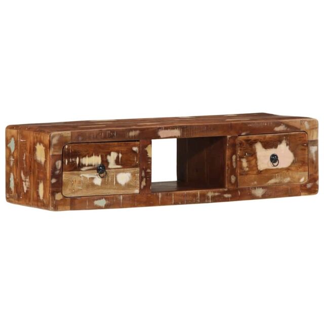 Berkfield Home Wall-mounted TV Cabinet 100x32x25 cm Solid Wood Reclaimed in Brown - Size: 100 x 32 x 25 cm - image 1