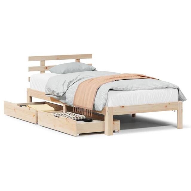 Berkfield Home Bed Frame with Drawers without Mattress 75x190 cm Small Single in Light Tan - image 1