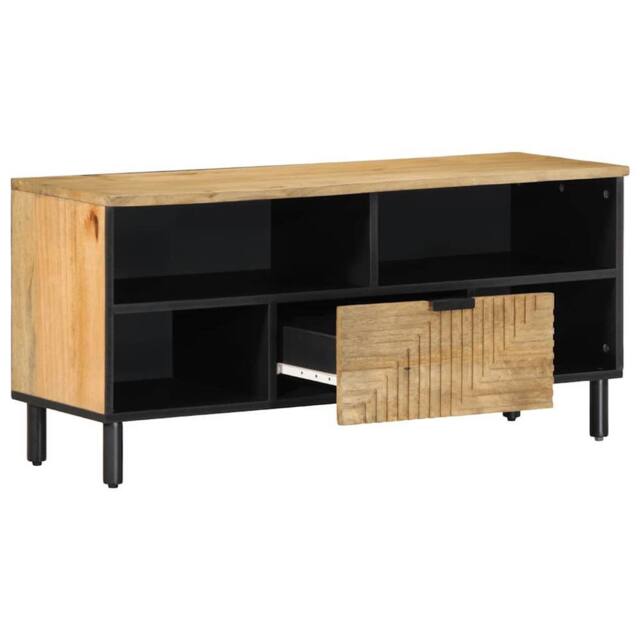 Berkfield Home TV Cabinet Brown 100x33x46 cm Solid Wood Mango - Size: 100 x 33 x 46 cm - image 1