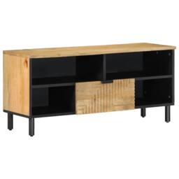 Berkfield Home TV Cabinet Brown 100x33x46 cm Solid Wood Mango - Size: 100 x 33 x 46 cm - thumbnail 2