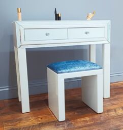 7seas Dressing Table Handmade Console White Glass 2 Drawers for Hollywood Mirrored Makeup Vanity - thumbnail 5