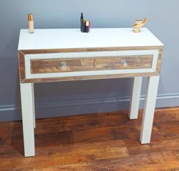 7seas Dressing Table Handmade Console White Glass 2 Drawers for Hollywood Mirrored Makeup Vanity - thumbnail 7