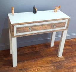7seas Dressing Table Handmade Console White Glass 2 Drawers for Hollywood Mirrored Makeup Vanity - thumbnail 3