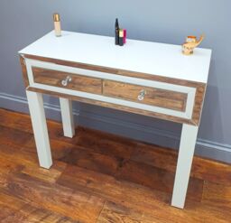 7seas Dressing Table Handmade Console White Glass 2 Drawers for Hollywood Mirrored Makeup Vanity - thumbnail 4