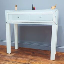 7seas Dressing Table Handmade Console White Glass 2 Drawers for Hollywood Mirrored Makeup Vanity
