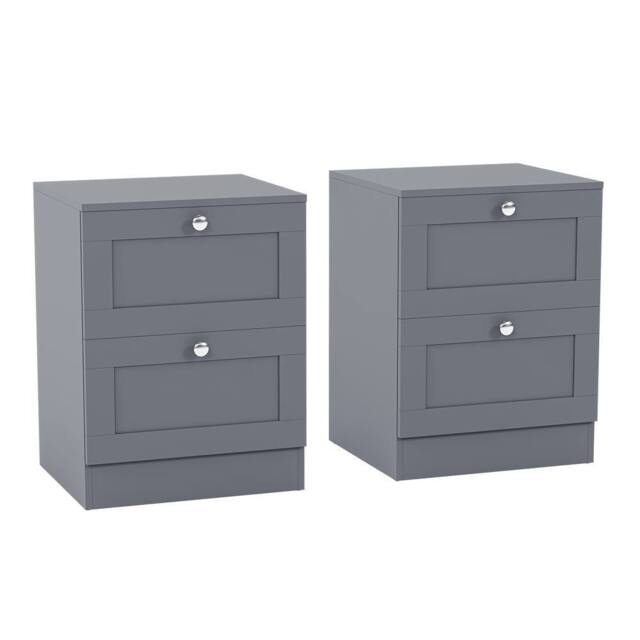 Home Discount Vida Designs Altino 2 Drawer Bedside Cabinet Chest, Set of 2 in Grey - image 1