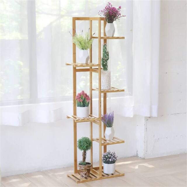 Nordara 40x20.2x121.9cm 5/6 Tier Ladder Shelf Storage Plant Stand Display in Natural - Size: Large - image 1
