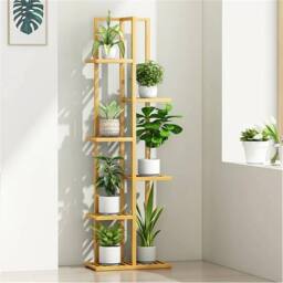 Nordara 40x20.2x121.9cm 5/6 Tier Ladder Shelf Storage Plant Stand Display in Natural - Size: Large - thumbnail 3