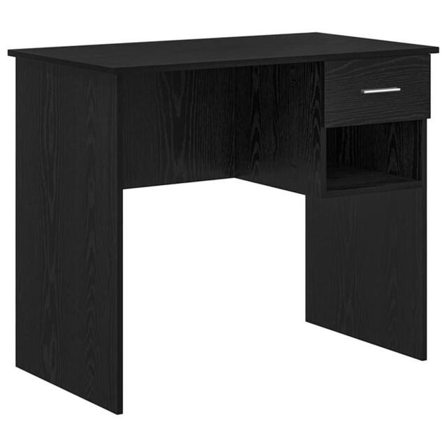 Berkfield Home Desk with Storage Black Oak 90x49.5x75 cm Engineered wood - image 1