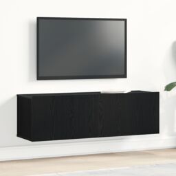 Berkfield Home Black Oak Wall-Mounted TV Cabinet 100x30x30 cm Made from Engineered Wood - Size: 100 x 30 x 30 cm - thumbnail 1