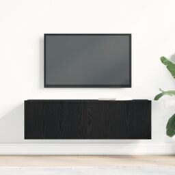Berkfield Home Black Oak Wall-Mounted TV Cabinet 100x30x30 cm Made from Engineered Wood - Size: 100 x 30 x 30 cm - thumbnail 4