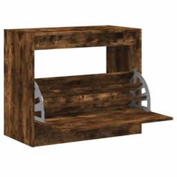 Berkfield Home Shoe Cabinet Smoked Oak 80x42x69 cm Engineered Wood in Brown - Size: 80 x 42 x 69 cm - thumbnail 3