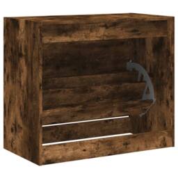 Berkfield Home Shoe Cabinet Smoked Oak 80x42x69 cm Engineered Wood in Brown - Size: 80 x 42 x 69 cm - thumbnail 7
