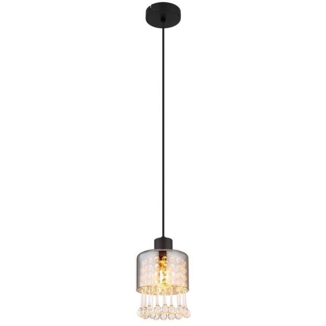 Netlighting Hendry Slim Pendant Ceiling Light Matt Black Smoke Glass Shade 1x E27 - image 1