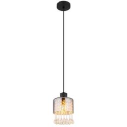 Netlighting Hendry Slim Pendant Ceiling Light Matt Black Smoke Glass Shade 1x E27 - thumbnail 1