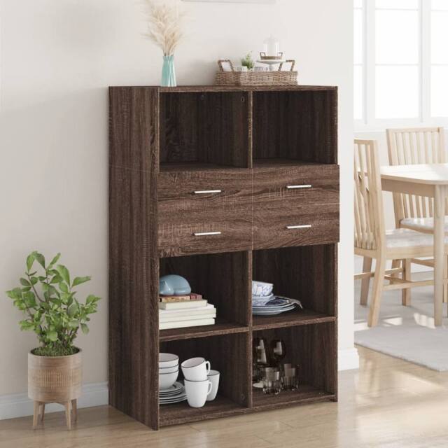 Berkfield Home Highboard Brown Oak 80x42.5x124 cm Engineered Wood - image 1