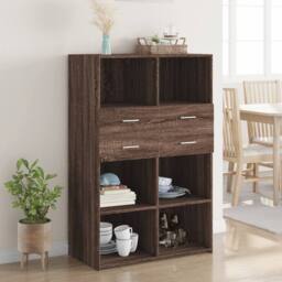 Berkfield Home Highboard Brown Oak 80x42.5x124 cm Engineered Wood - thumbnail 1
