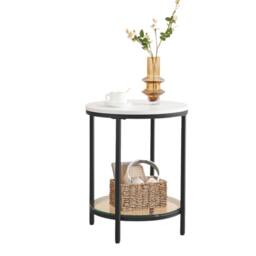Pirlo Plush 2 Tier Round Faux Marble Accent Coffee Side Table in White - thumbnail 9