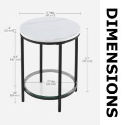 Pirlo Plush 2 Tier Round Faux Marble Accent Coffee Side Table in White - thumbnail 8
