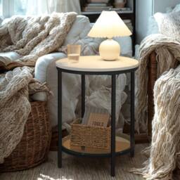 Pirlo Plush 2 Tier Round Faux Marble Accent Coffee Side Table in White - thumbnail 6