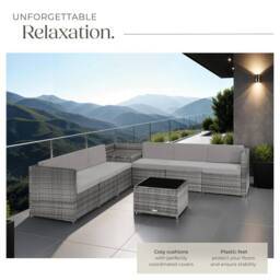 tectake Garden Furniture Set Verona in Grey - Size: 6 Person - thumbnail 4