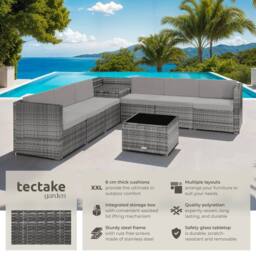 tectake Garden Furniture Set Verona in Grey - Size: 6 Person - thumbnail 2