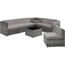 tectake Garden Furniture Set Verona in Grey - Size: 6 Person - thumbnail 1