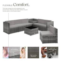 tectake Garden Furniture Set Verona in Grey - Size: 6 Person - thumbnail 3