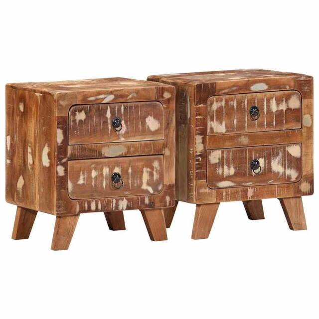 Berkfield Home Bedside Cabinet 2 pcs 40x32x46 cm Solid Wood Reclaimed - Size: 40 x 32 x 46 cm - image 1
