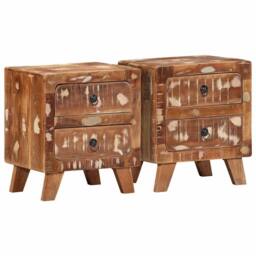 Berkfield Home Bedside Cabinet 2 pcs 40x32x46 cm Solid Wood Reclaimed - Size: 40 x 32 x 46 cm - thumbnail 1