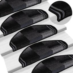 Berkfield Home Stair Mats Self-adhesive 5 pcs 65x21x4 cm Black & Grey - Size: Medium - thumbnail 1
