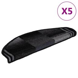 Berkfield Home Stair Mats Self-adhesive 5 pcs 65x21x4 cm Black & Grey - Size: Medium - thumbnail 2