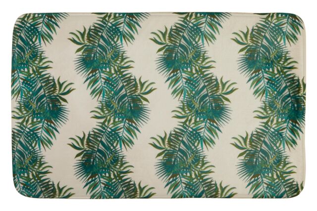 Orsina Palm Leaf Bath Mat, Non Slip Bath Mat for Home, Absorbing Rectangle Polyester Doormat with Soft Surface in Green - image 1
