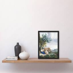 "Artery8 Peasant Family & cattle Landscape Schouman Framed Wall Art Print - Size: W12"" x H16""" - thumbnail 4