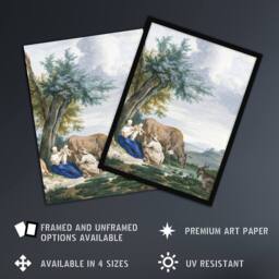 "Artery8 Peasant Family & cattle Landscape Schouman Framed Wall Art Print - Size: W12"" x H16""" - thumbnail 2