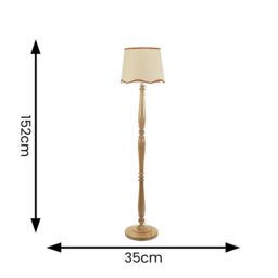 ValueLights Victoria Light Wood Candlestick Floor Lamp with Linen Scallop Trim Tapered Shade in Burnt Orange - thumbnail 6