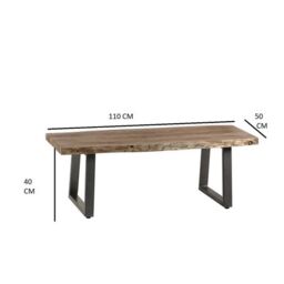 Indian Hub Baltic Live Edge Coffee Table - Metal/Acacia Solid Wood - L50 x W115 x H40 cm in Brown - thumbnail 5
